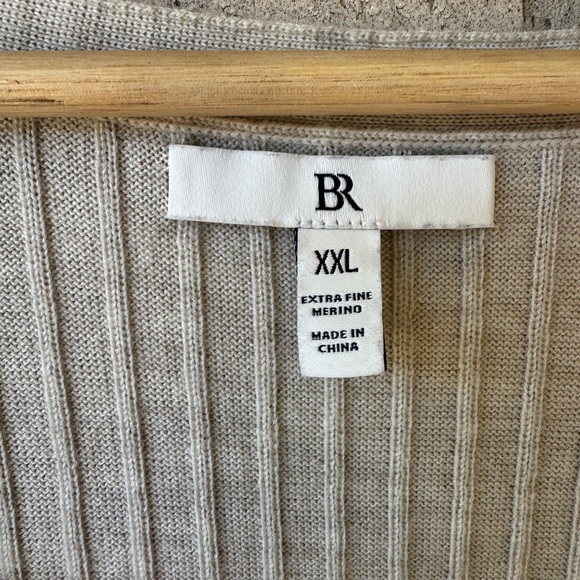 Banana Republic Beige Oatmeal Merino Wool Ribbed Cardigan XXL - Picture 7 of 8